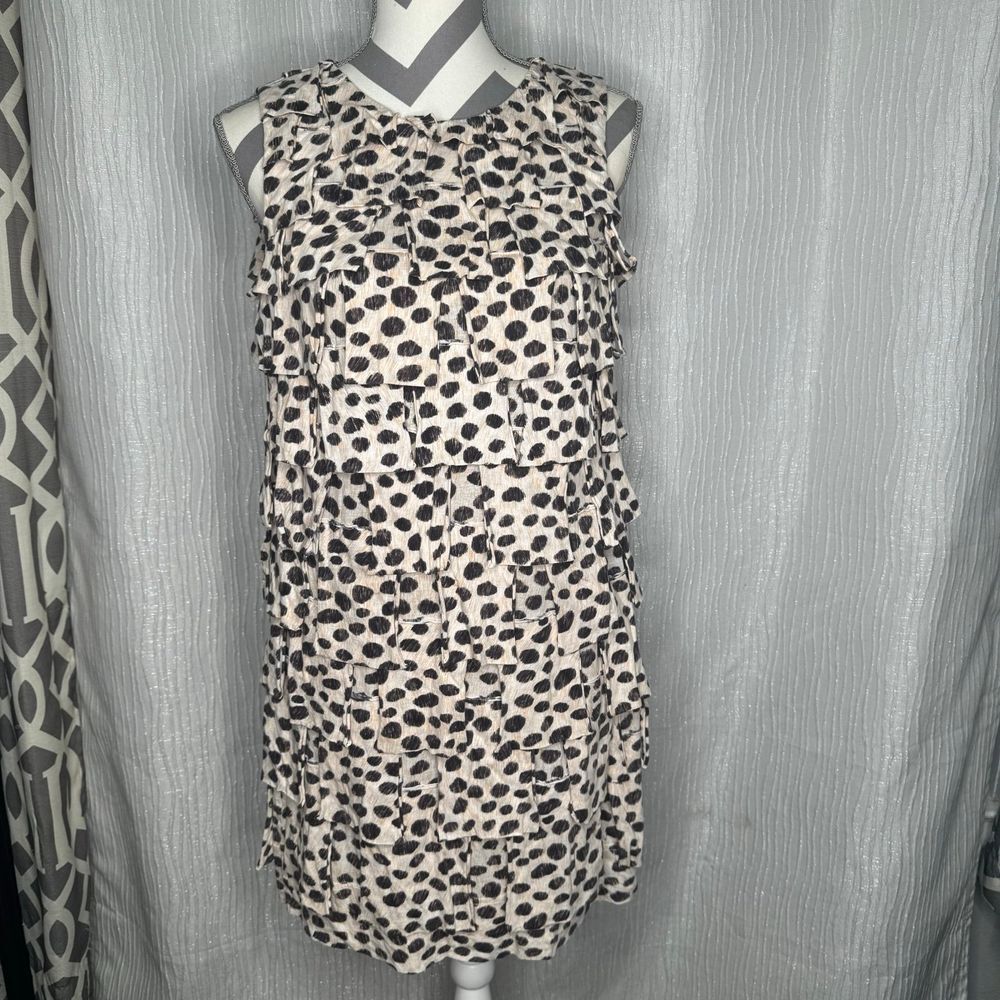 3.1 PHILLIP LIM TIERED RUFFLE MINI DRESS CHEETAH‎ PRINT COTTON JERSEY